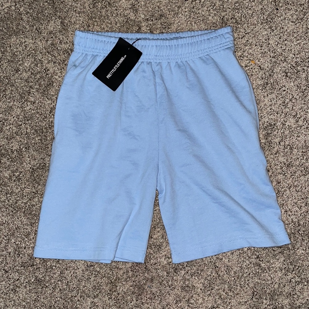 PrettyLittleThing Baby Blue Sweat Pocket Shorts